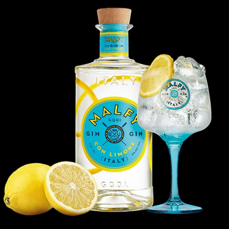 Gin Litre (100cl) Con MALFY 41%abv Dunells - (Lemon) Coast Amalfi (los) Limone