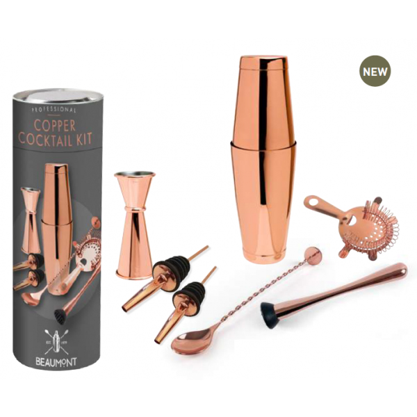 BEAUMONT TM 8 Piece Cocktail Kit COPPER Each 3574COP Dunells